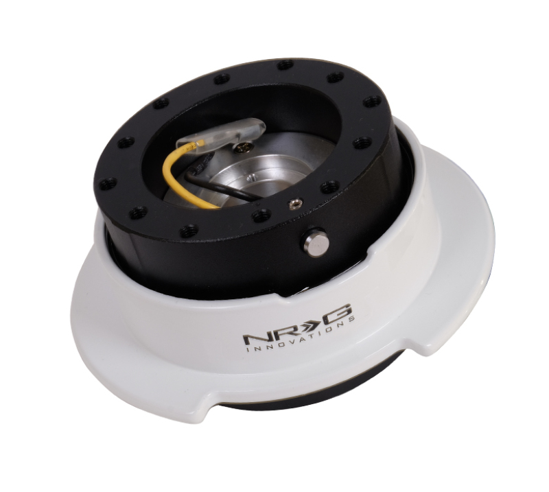 NRG Quick Release Kit Gen 2.5 - Black / White Ring w/Finger Grooves - SRK-250BK-WT
