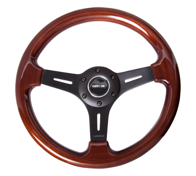 NRG Classic Wood Grain Steering Wheel (330mm) Wood Grain w/Matte Black 3-Spoke Center - ST-015-1BK