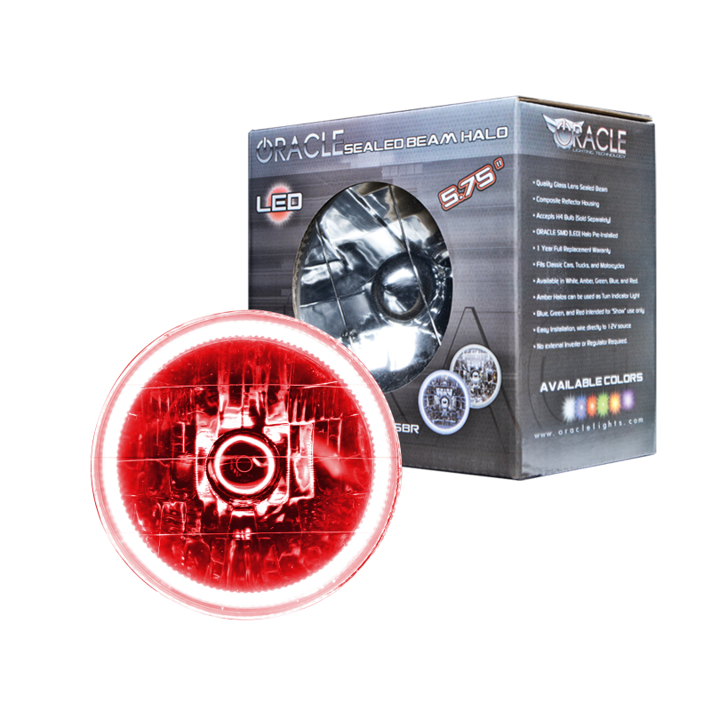 Oracle Pre-Installed Lights 5.75 IN. Sealed Beam - Red Halo - 6904-003