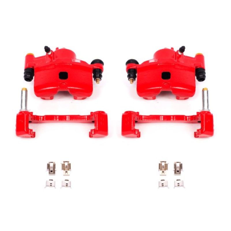 Power Stop 90-00 Honda Civic Front Red Calipers w/Brackets - Pair - S1379
