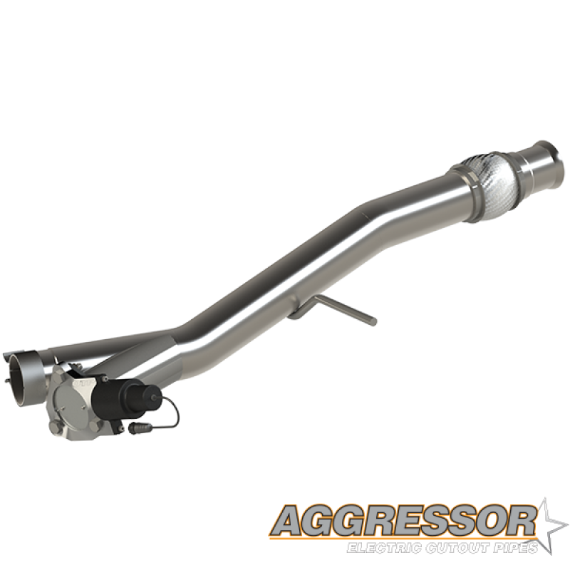 QTP 14-18 Chevrolet Silverado 1500 4.8L/5.3L EC/CC Standard Bed 3in 304SS Aggressor Cutout Mid Pipe - 510014