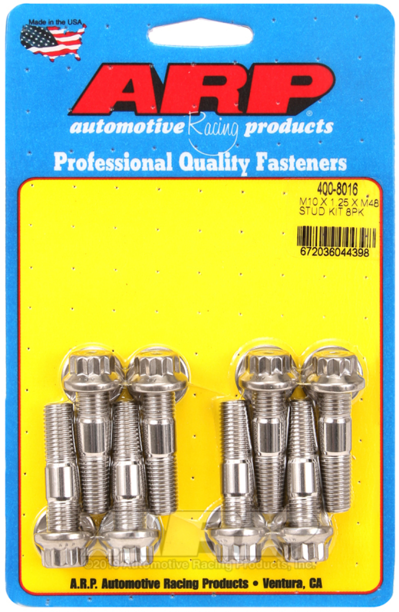 ARP Sport Compact M10 x 1.25 x 48mm Stainless Accessory Studs (8 pack) - 400-8016