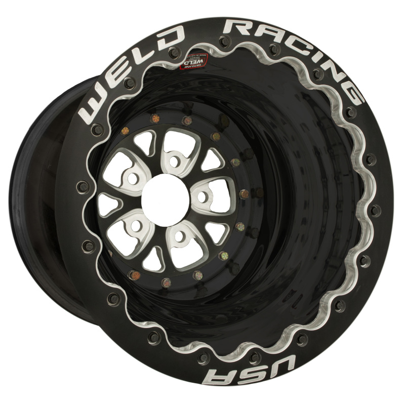 Weld V-Series 16x16 / 5x4.75 BP / 5in. BS Black Wheel - Black Double Beadlock - 84B-616B280UB