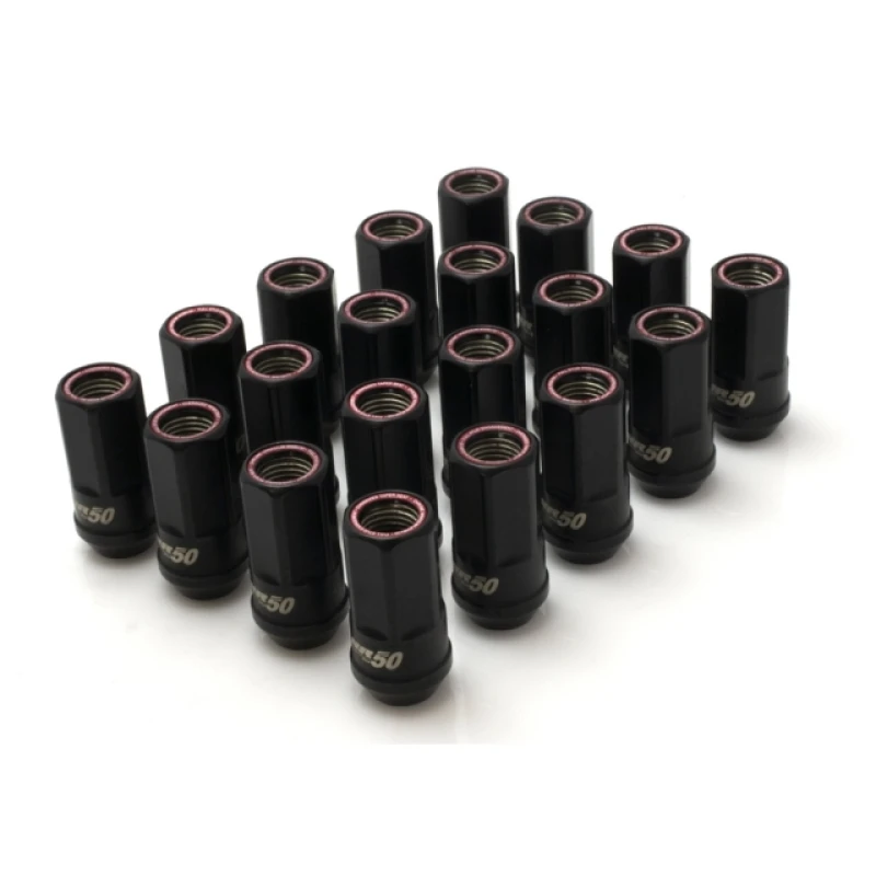 Wheel Mate Muteki HR50 Open End Lug Nuts - Black w/ Red Ring 14x1.50 - HR5007BR