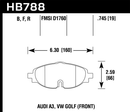 Hawk 15-17 VW Golf / Audi A3/A3 Quattro HP+ Street Front Brake Pads - HB788N.745