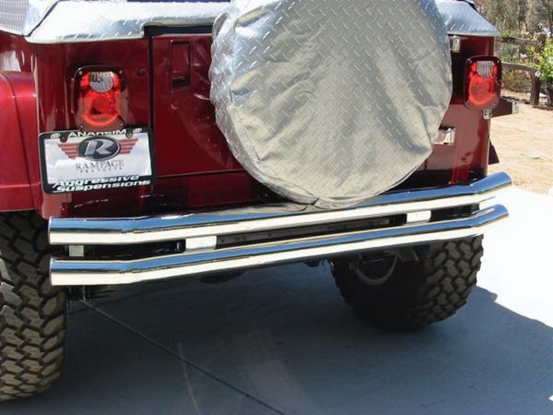 Rampage 1976-1983 Jeep CJ5 Double Tube Rear Bumper - Stainless - 8448