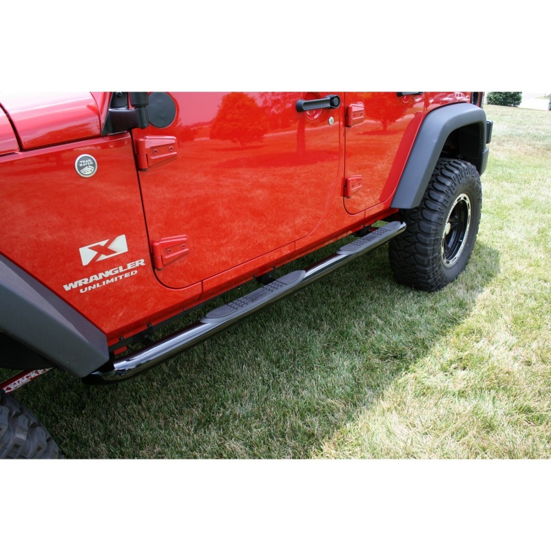 Rugged Ridge 3-In Round Side Steps Black 07-18 4-Door Jeep Wrangler - 11590.06