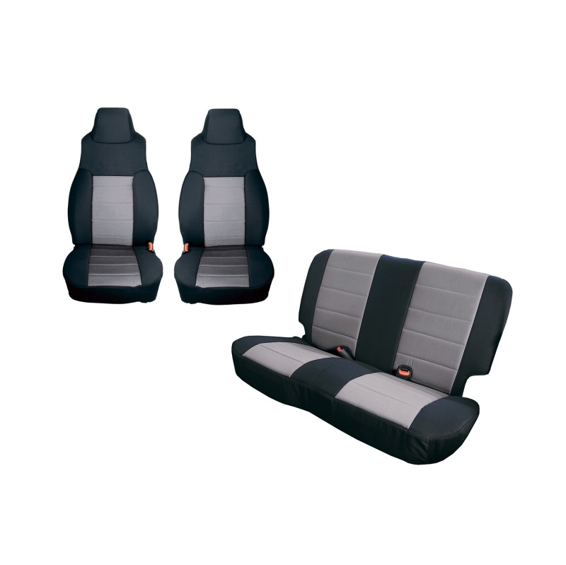Rugged Ridge Seat Cover Kit Black/Gray 97-02 Jeep Wrangler TJ - 13292.09