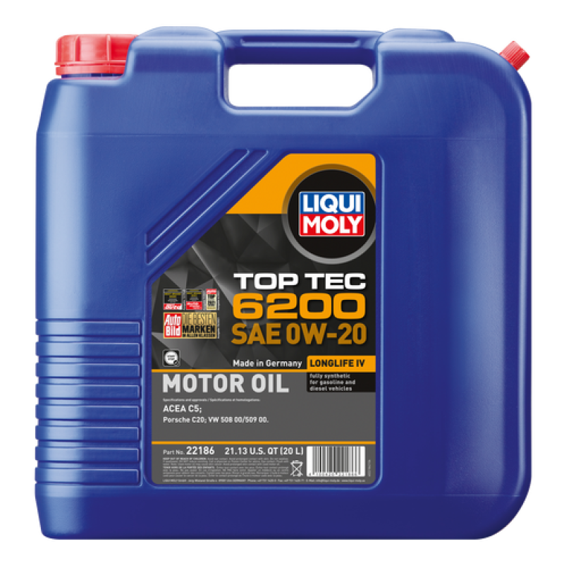 LIQUI MOLY 20L Top Tec 6200 Motor Oil 0W20 - 22186
