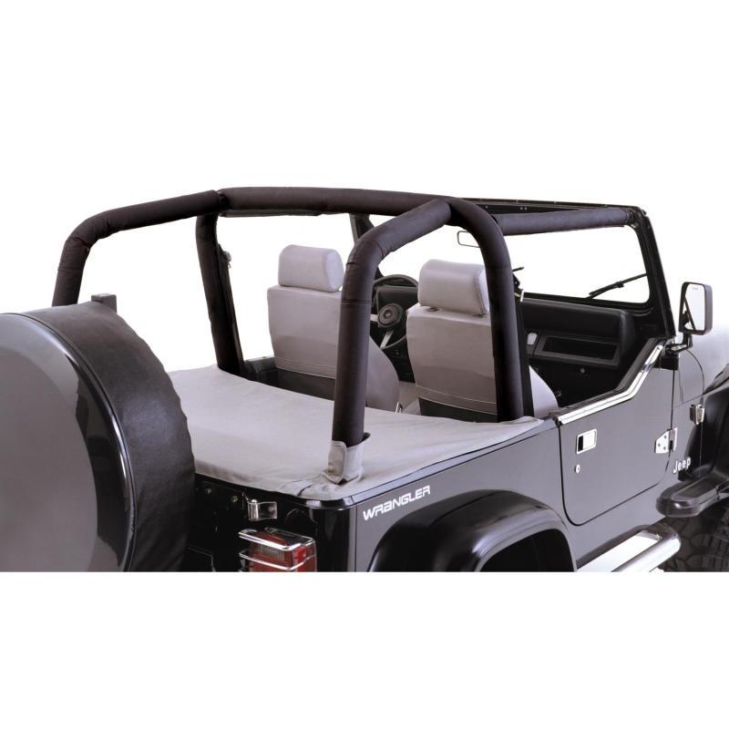 Rugged Ridge Roll Bar Cover Kit Black Denim 97-02 Jeep Wrangler - 13612.15