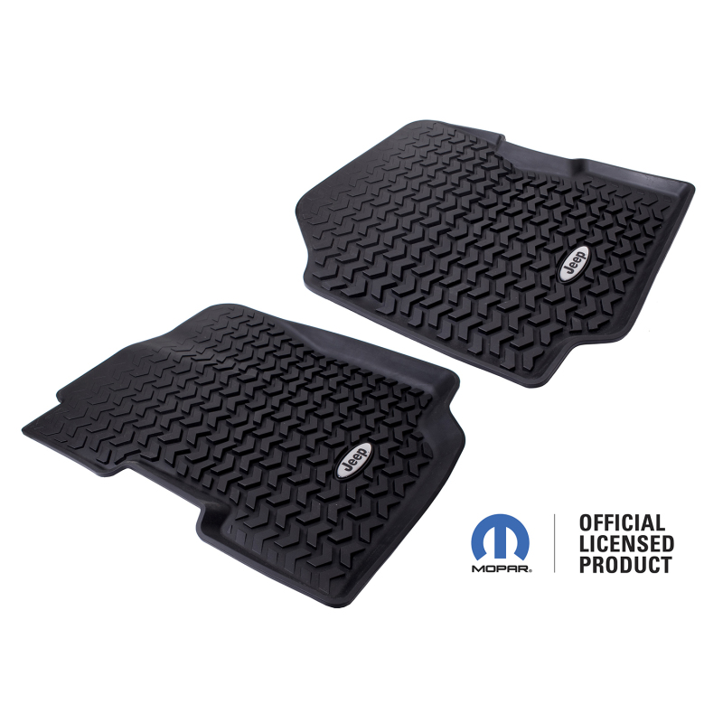 Rugged Ridge Floor Liner Front Black 1976-1995 Jeep Logo CJ-7 / CJ-8 / Jeep Wrangler YJ - DMC-12920.22