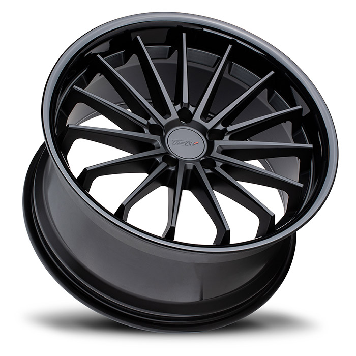 TSW MARINA MATTE BLACK W/ GLOSS BLACK LIP 19X8.5 +20MM