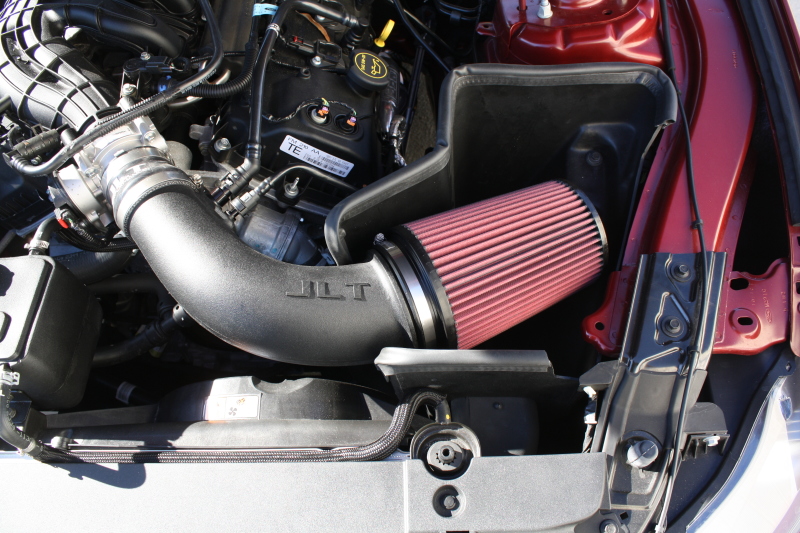 JLT 15-17 Ford Mustang V6 Black Textured Cold Air Intake Kit w/Red Filter - CAI-FMV6-15