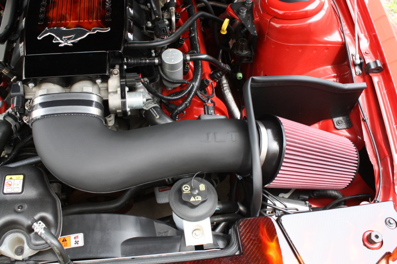 JLT 05-09 Ford Mustang GT Series 3 Black Textured Cold Air Intake Kit w/Red Filter - Tune Req - CAI3-FMG05
