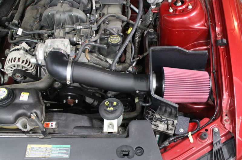 JLT 2010 Ford Mustang V6 Series 2 Black Textured Cold Air Intake Kit w/Red Filter - Tune Req - CAI2-FMV6-10