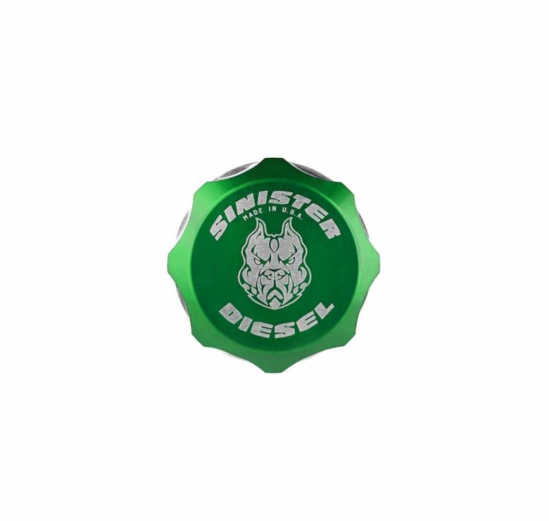 Sinister Diesel 13-17 Dodge/Ram 6.7 Cummins Billet Fuel Plug - Green - SD-FP-6.7C-GRN