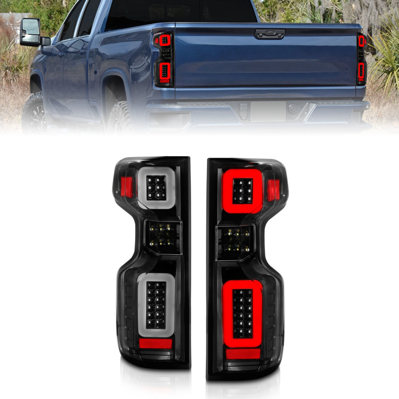 Anzo 19-21 Chevy Silverado Work TruckFull LED Tailights Black Housing Clear Lens G2 (w/C Light Bars) - 311417