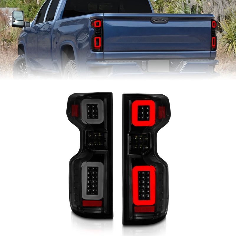 Anzo 19-21 Chevy Silverado Full LED Tailights Black Housing Smoke Lens G2 (w/C Light Bars) - 311415