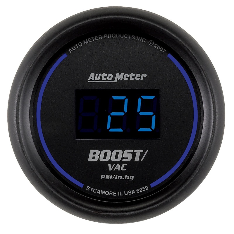 Autometer Cobalt Digital 52.4mm Black Vacuum/Boost Gauge - 6959