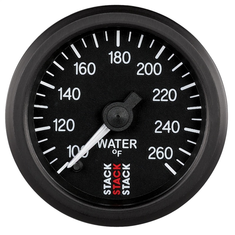 Autometer Stack 52mm 100-260 Deg F 1/8in NPTF Male Pro Stepper Motor Water Temp Gauge - Black - ST3308