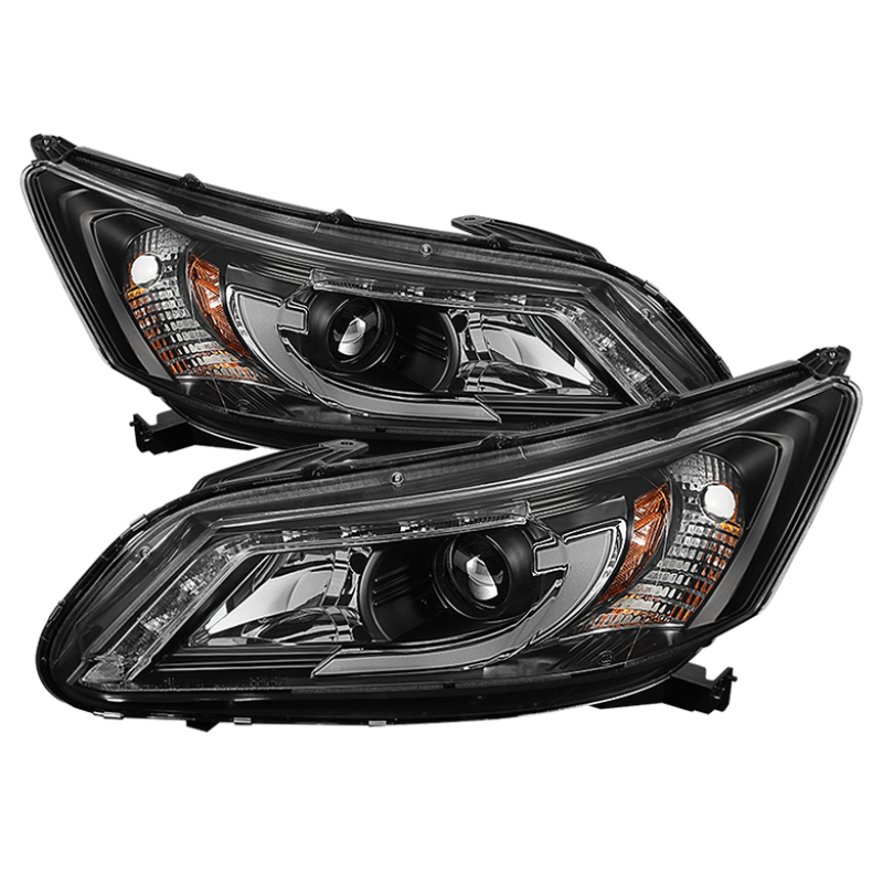 Spyder Honda Accord 2013-2015 4DR Projector Headlights Light Bar DRL Black PRO-YD-HA13-LBDRL-BK - 5080530