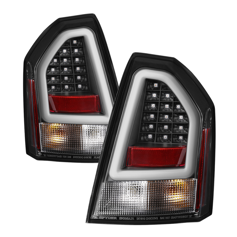 Spyder Chrysler 300C 05-07 V2 Light Bar LED Tail Lights - Black ALT-YD-C305V2-LED-BK - 5083357