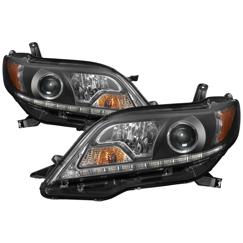 Spyder Toyota Sienna 2011-2014  Projector Headlights - DRL LED - Black PRO-YD-TSEN11-DRL-BK - 5083982