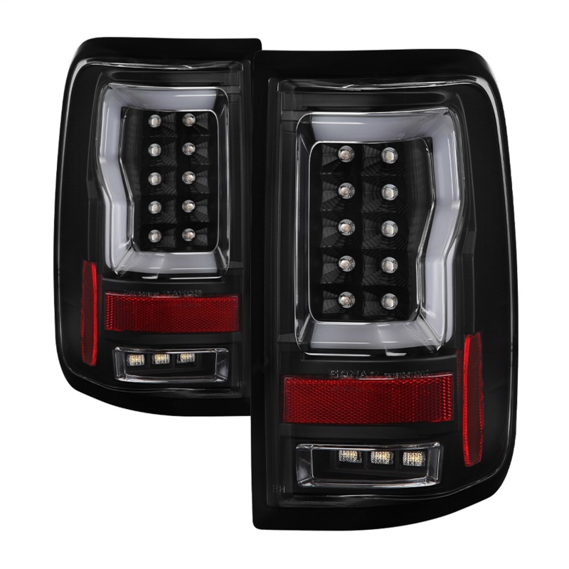 Spyder 04-08 Ford F-150 Projector Tail Lights - Light Bar DRL LED - Black ALT-YD-FF15004V2-LBLED-BK - 5084170