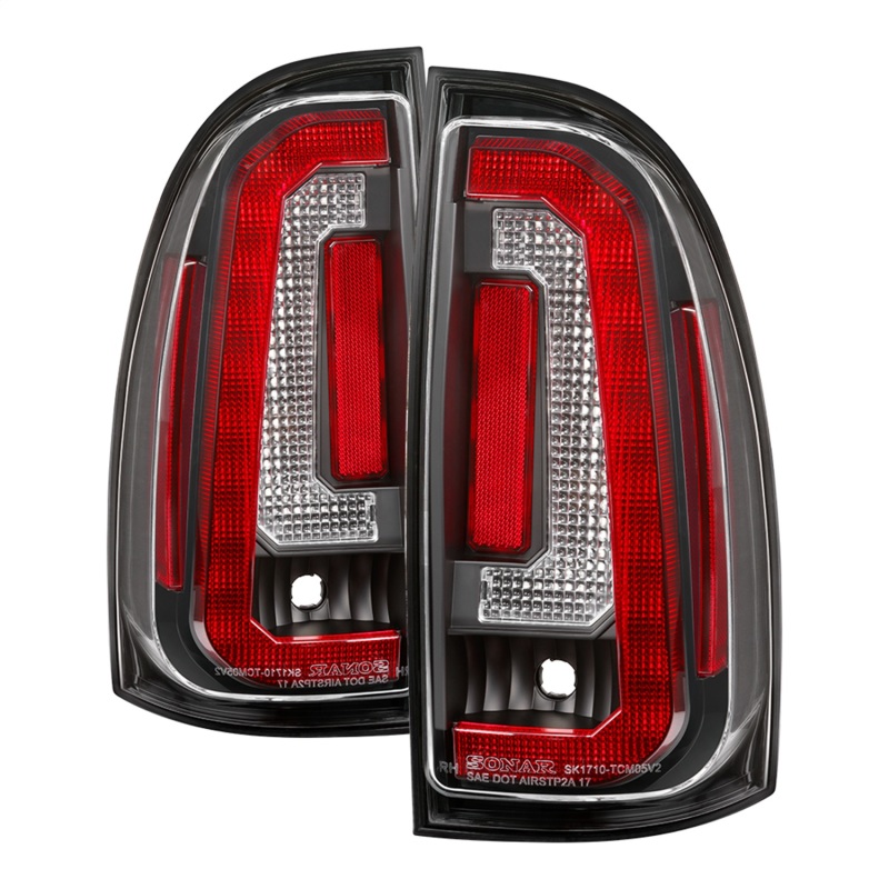 Spyder 05-15 Toyota Tacoma LED Tail Lights (Not Compatible w/OEM LEDS) - Black ALT-YD-TT05V2-LB-BK - 5085467