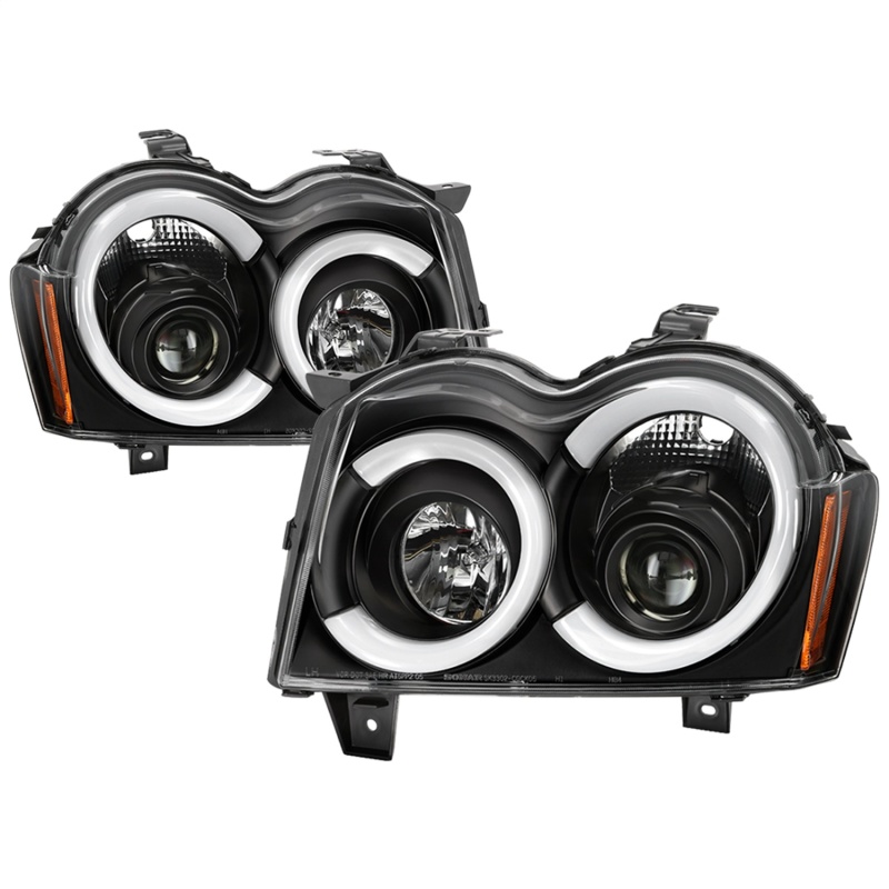 Spyder 05-07 Jeep Grand Cherokee - Light Bar Projector Headlights - Black - PRO-YD-JGC05V2-LB-BK - 5086129