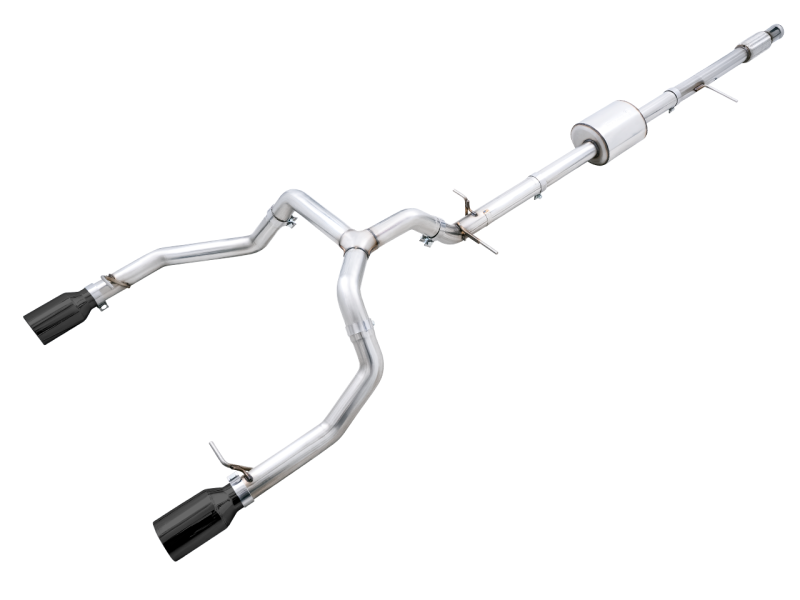 AWE Tuning 4th Gen GM 1500 5.3L 0FG Catback Split Rear Exit (Flat Bumper) - Quad Diamond Tips - 3015-33206