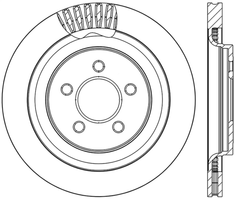 StopTech 2015 Ford Mustang GT w/ Brembo Brakes Left Rear Slotted Brake Rotor - 126.61109SL