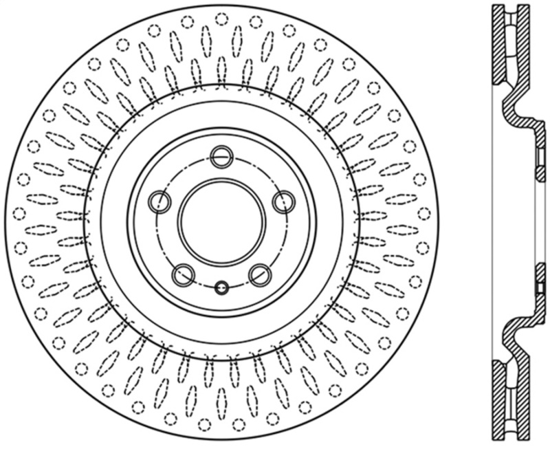 StopTech Premium High Carbon 13-14 Ford Mustang/Shelby GT500 Right Front Disc Slotted Brake Rotor - 126.61106SR
