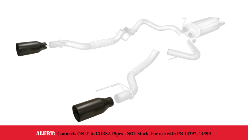 Corsa 2017 Ford F-150 Raptor 3in Inlet / 5in Outlet Black Cerakote Tip Kit (For Corsa Exhaust Only) - 14051BPC