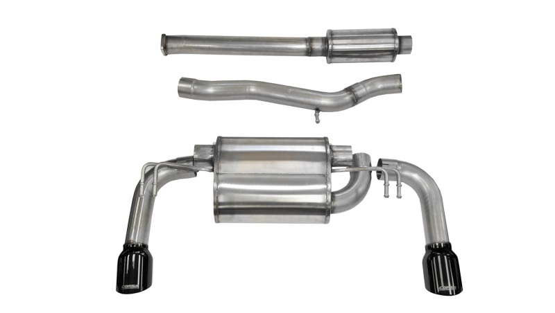 Corsa 08-14 Mitsubishi Lancer Evolution X Sedan 2.0L Black Sport Dual Rear Cat-Back Exhaust - 14858BLK