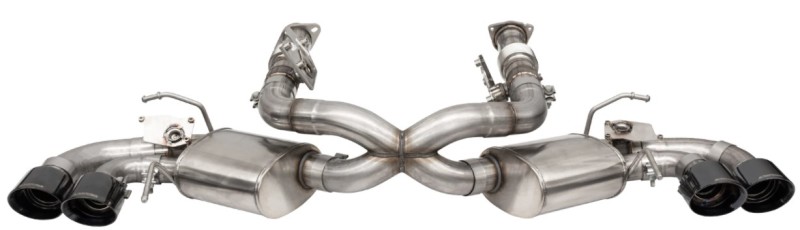 Corsa 2020 Corvette C8 3in Valved Cat-Back 4.5in Blk Quad Tips - Fits Factory Perf Exhaust w/ AFM - 21100BLK