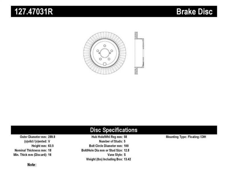 StopTech Slotted & Drilled Sport Brake Rotor - 127.47031R