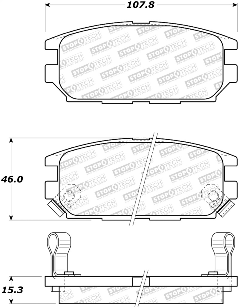 StopTech 91-93 Mitsubishi 3000GT Street Performance Rear Brake Pads - 308.05320