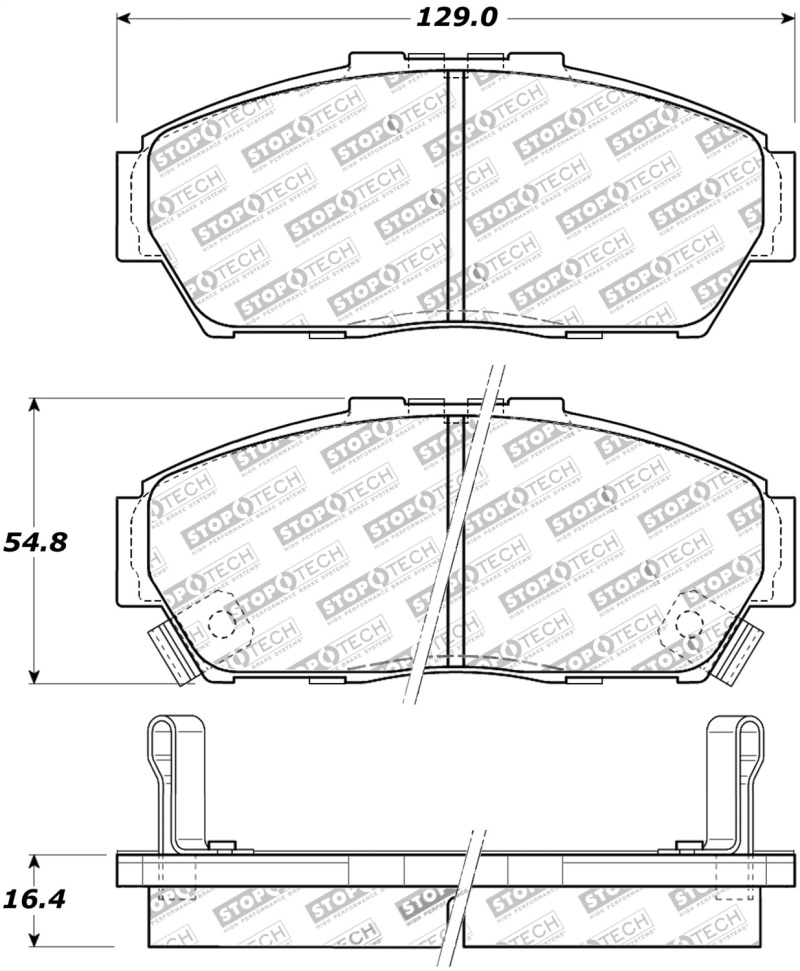 StopTech Street Touring 93-95 Honda Civic Coupe Front Brake Pads - 308.06170