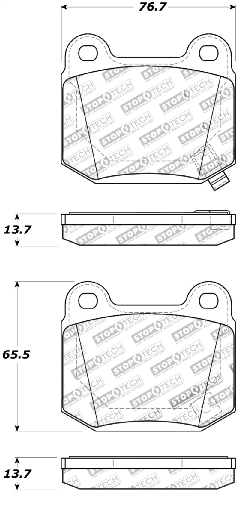 StopTech Street Touring ST-22 2-Piston Rear Caliper Brake Pads - 308.09610