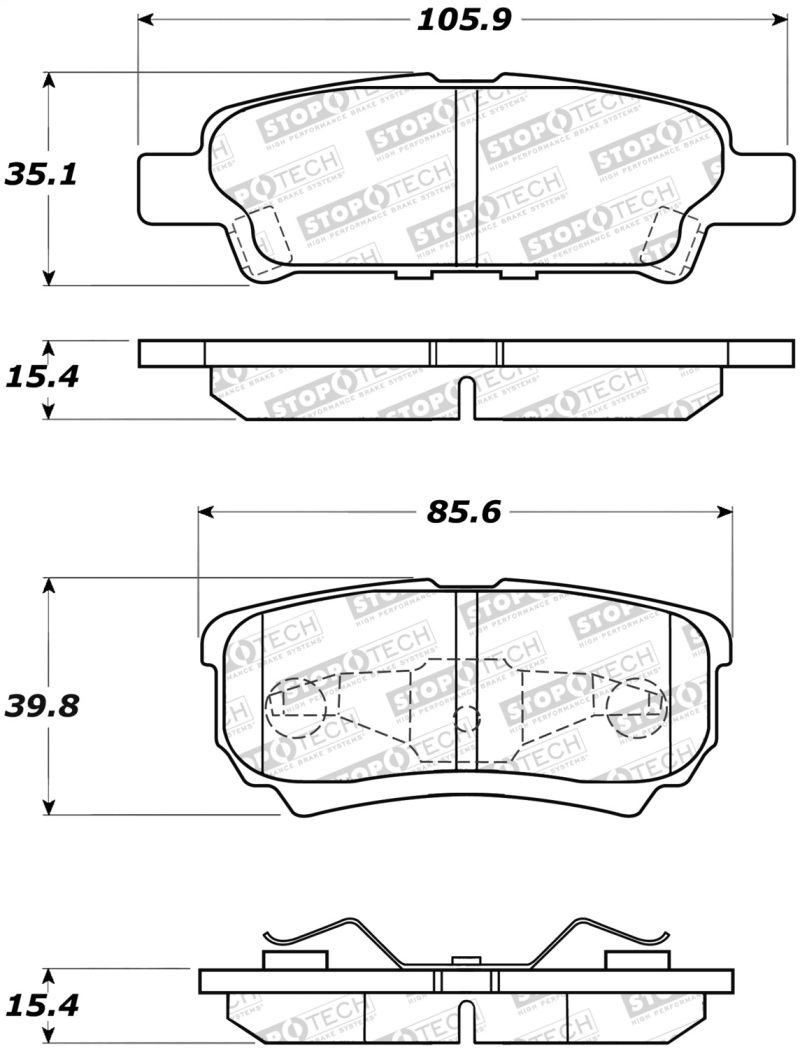 StopTech 07-17 Jeep Patriot Street Performance Rear Brake Pads - 308.10370