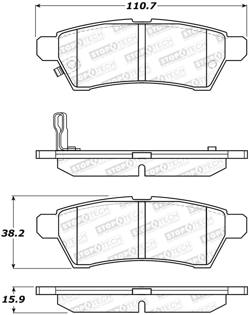 StopTech 05-18 Nissan Frontier Street Performance Rear Brake Pads - 308.11000