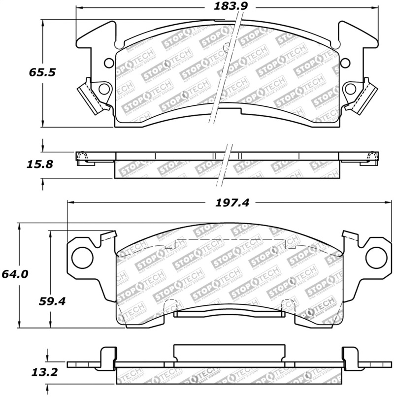 StopTech Sport Brake Pads w/Shims and Hardware - Front - 309.00520