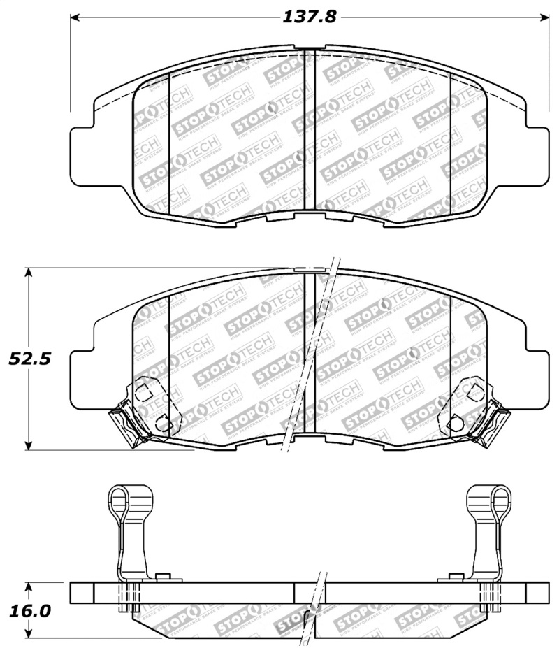 StopTech Performance 98-02 Honda Accord Coupe/Sedan 4cyl Rear Drum/Disc Front Brake Pads - 309.07640