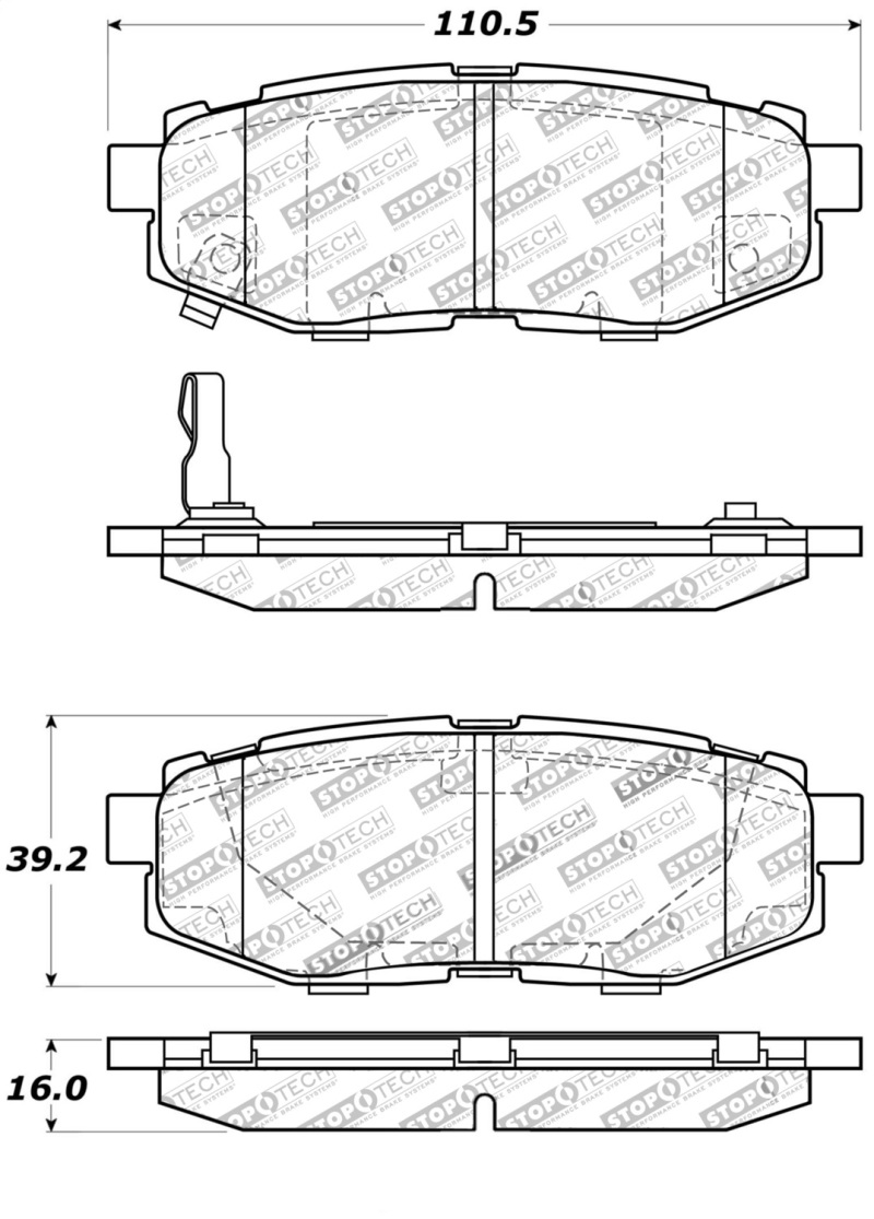 StopTech Performance 06-10 Subaru Legacy Sedan/Outback/13 BRZ / 13 Scion FR-S Rear Brake Pads - 309.11240