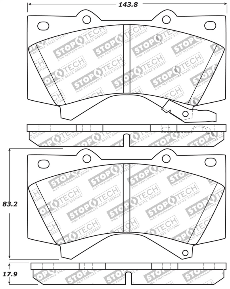 StopTech 13-18 Toyota Land Cruiser Performance Front Brake Pads - 309.13030