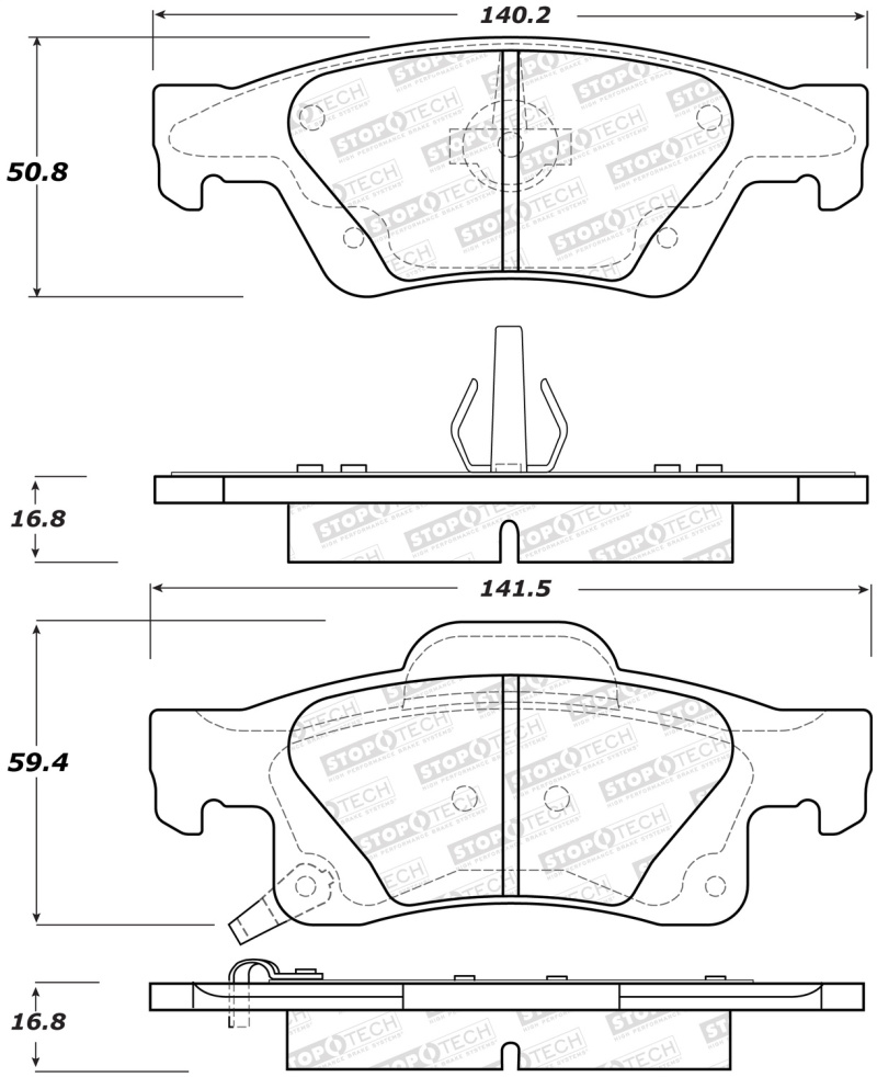 StopTech Performance 11-17 Dodge Durango Rear Brake Pads - 309.14980