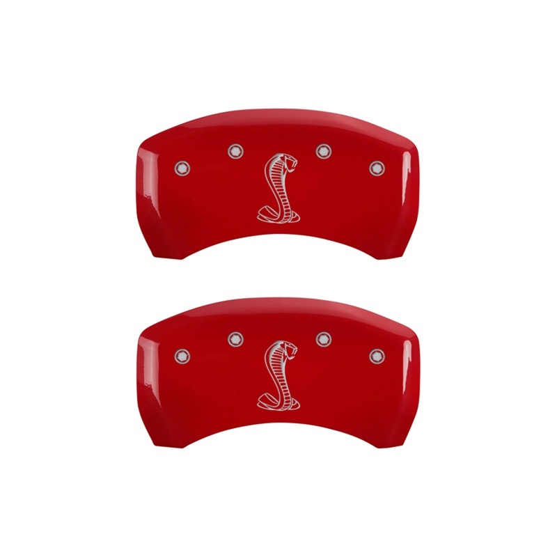 MGP Rear set 2 Caliper Covers Engraved Rear Tiffany Snake Red finish silver ch - 10010RSNKRD