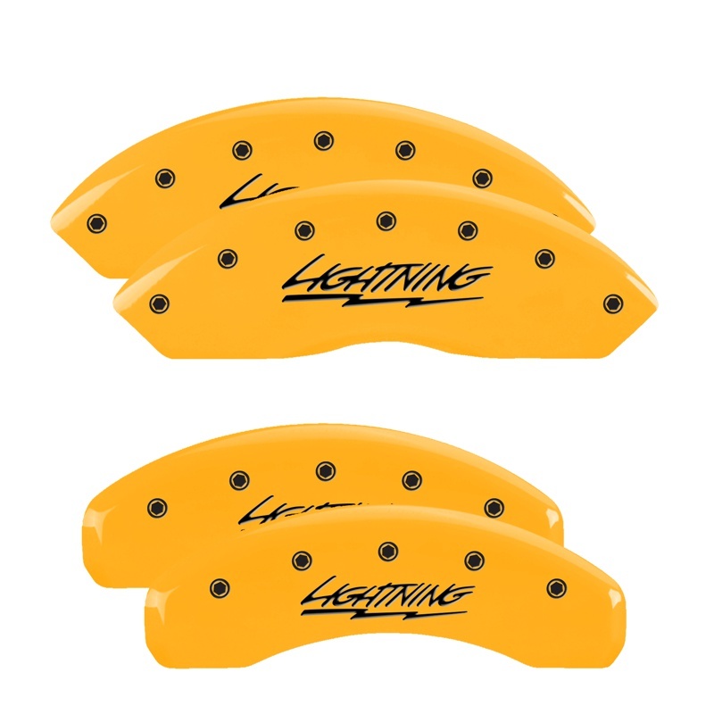 MGP 4 Caliper Covers Engraved F & R Oval Logo/Ford Yellow Finish Black Char 2005 Ford Expedition - 10020SFRDYL
