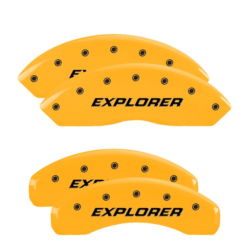 MGP 4 Caliper Covers Engraved Front & Rear MGP Yellow Finish Black Char 1998 Ford Expedition - 10024SMGPYL